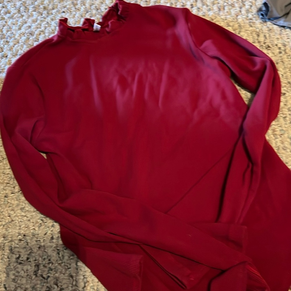 Long sleeve stretch Bodysuit with ruffle neck